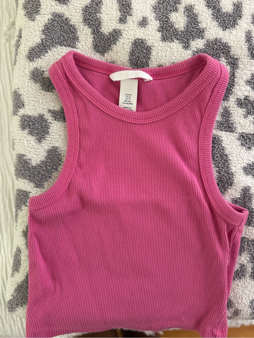H&M Ribbed Tank Top in Fuchsia Pink
